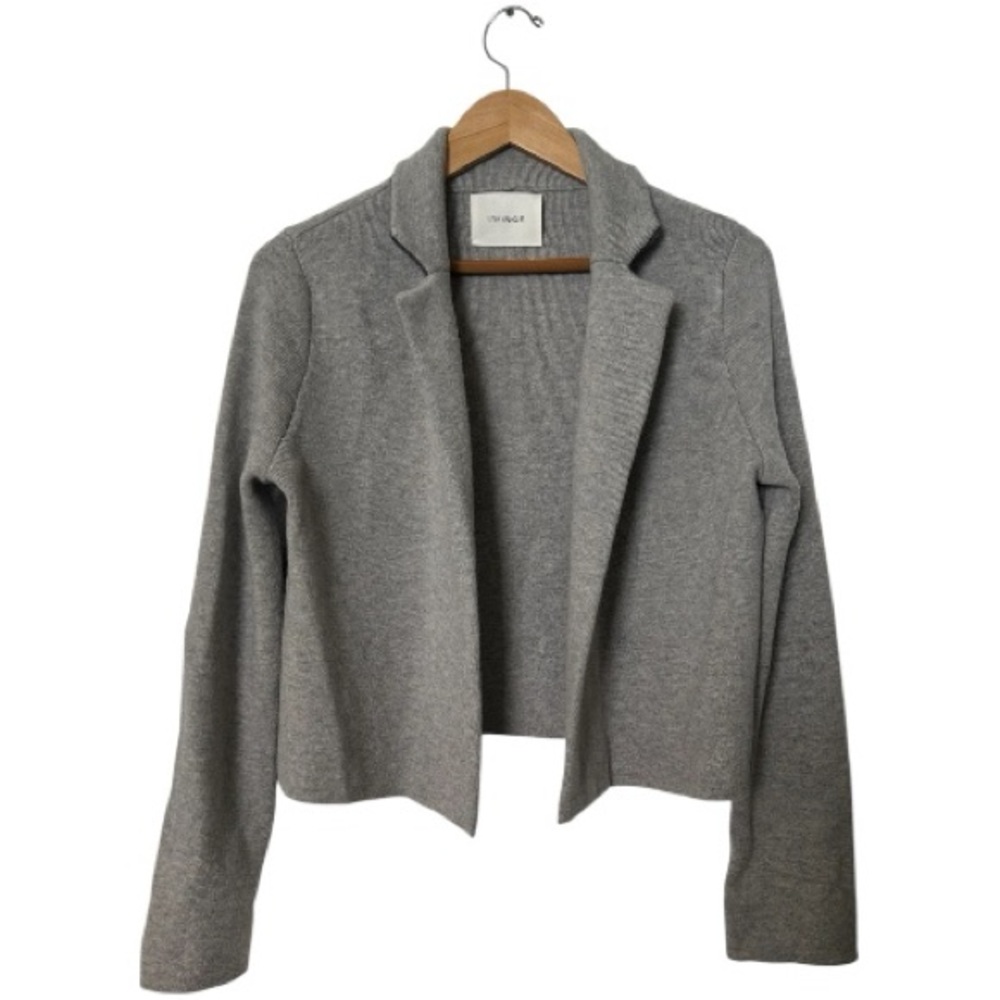 Lisa Yang Cashmere Heather Gray Open Collar Blazer Size 0 X Small